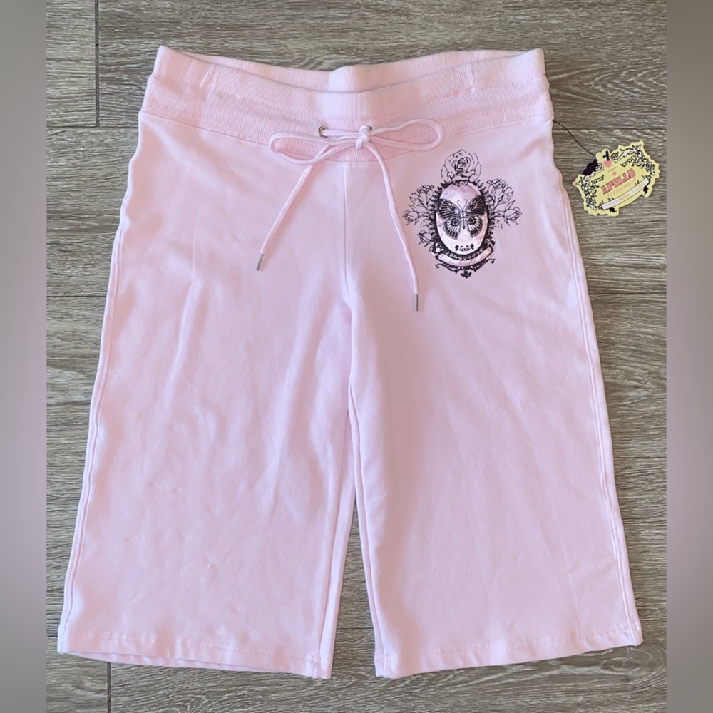 Women's Pink Drawstring Shorts with Butterfly Detail